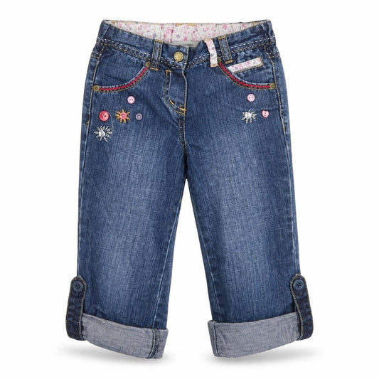 Rocha John Rocha Girls Blue Embroidered Cropped Denim Jeans 5 Years