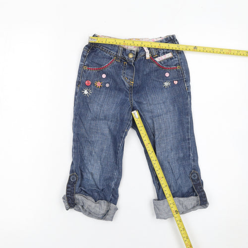 Rocha John Rocha Girls Blue Embroidered Cropped Denim Jeans 5 Years