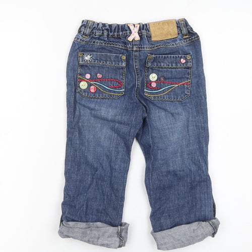 Rocha John Rocha Girls Blue Embroidered Cropped Denim Jeans 5 Years