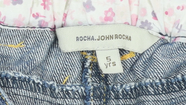 Rocha John Rocha Girls Blue Embroidered Cropped Denim Jeans 5 Years
