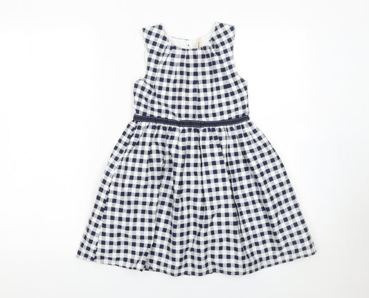 Young Dimension Girls Blue Check Sleeveless A-Line Dress 6-7 Years