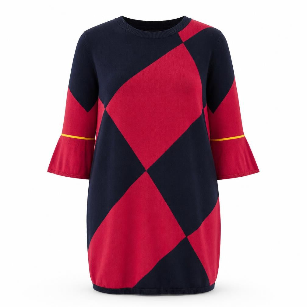 Front view of Next Women’s Argyle Knit Shift Dress Multicoloured, size UK 18