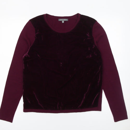 Laura Ashley Womens Purple Velvet Wool Cashmere Jumper Size 10