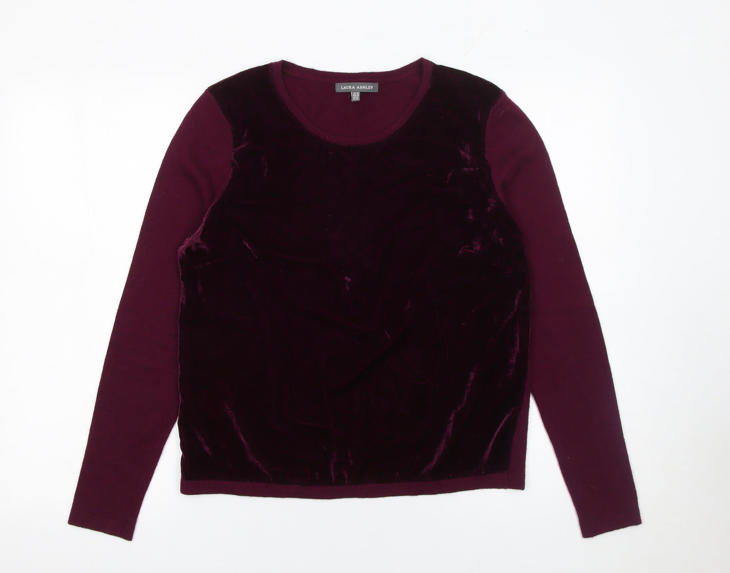 Laura Ashley Womens Purple Velvet Wool Cashmere Jumper Size 10