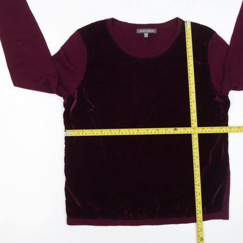 Laura Ashley Womens Purple Velvet Wool Cashmere Jumper Size 10