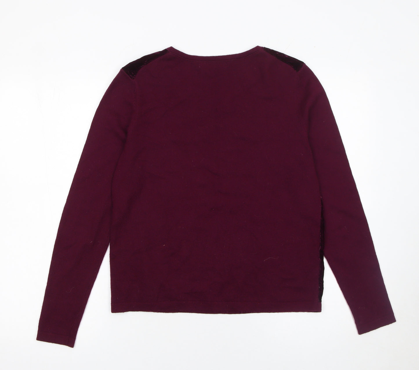 Laura Ashley Womens Purple Velvet Wool Cashmere Jumper Size 10