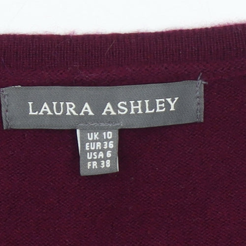 Laura Ashley Womens Purple Velvet Wool Cashmere Jumper Size 10