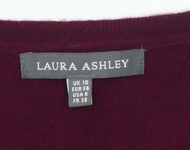 Laura Ashley Womens Purple Velvet Wool Cashmere Jumper Size 10