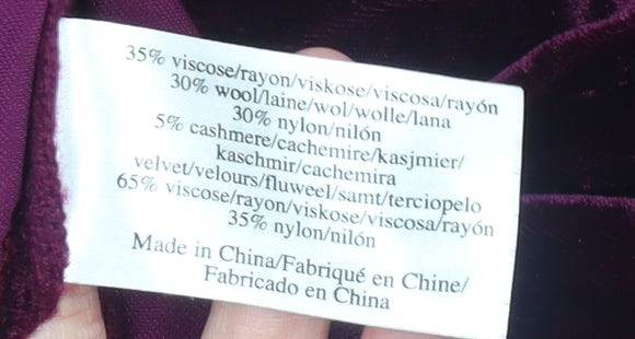 Laura Ashley Womens Purple Velvet Wool Cashmere Jumper Size 10