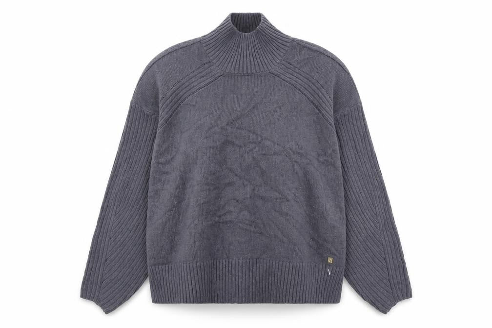 Front view of River Island Women's Grey High Neck Knit Jumper, size S