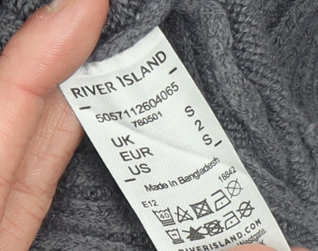 River Island Women's Grey High Neck Knit Jumper Size S