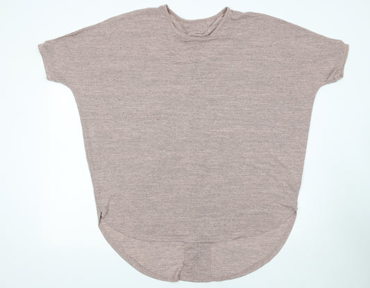 New Look Womens Beige Knit Lace-Up Back Short Sleeve Jumper L