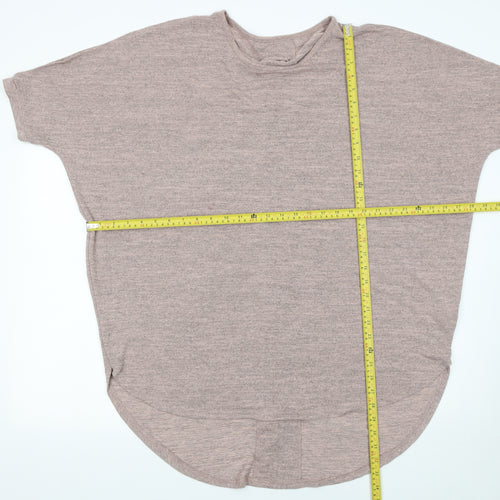 New Look Womens Beige Knit Lace-Up Back Short Sleeve Jumper L