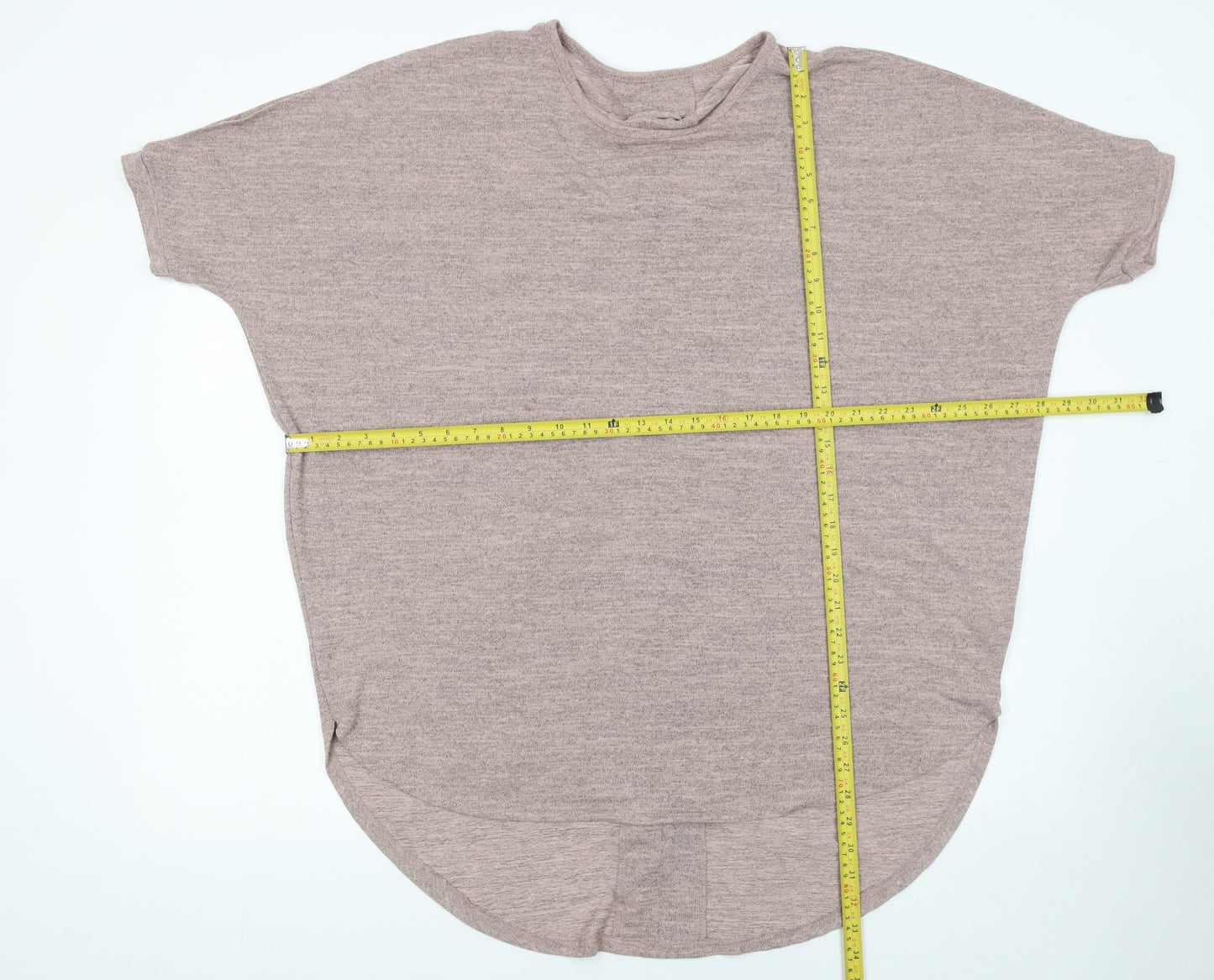 New Look Womens Beige Knit Lace-Up Back Short Sleeve Jumper L