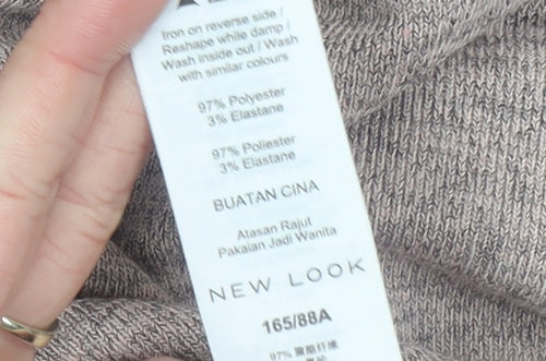 New Look Womens Beige Knit Lace-Up Back Short Sleeve Jumper L