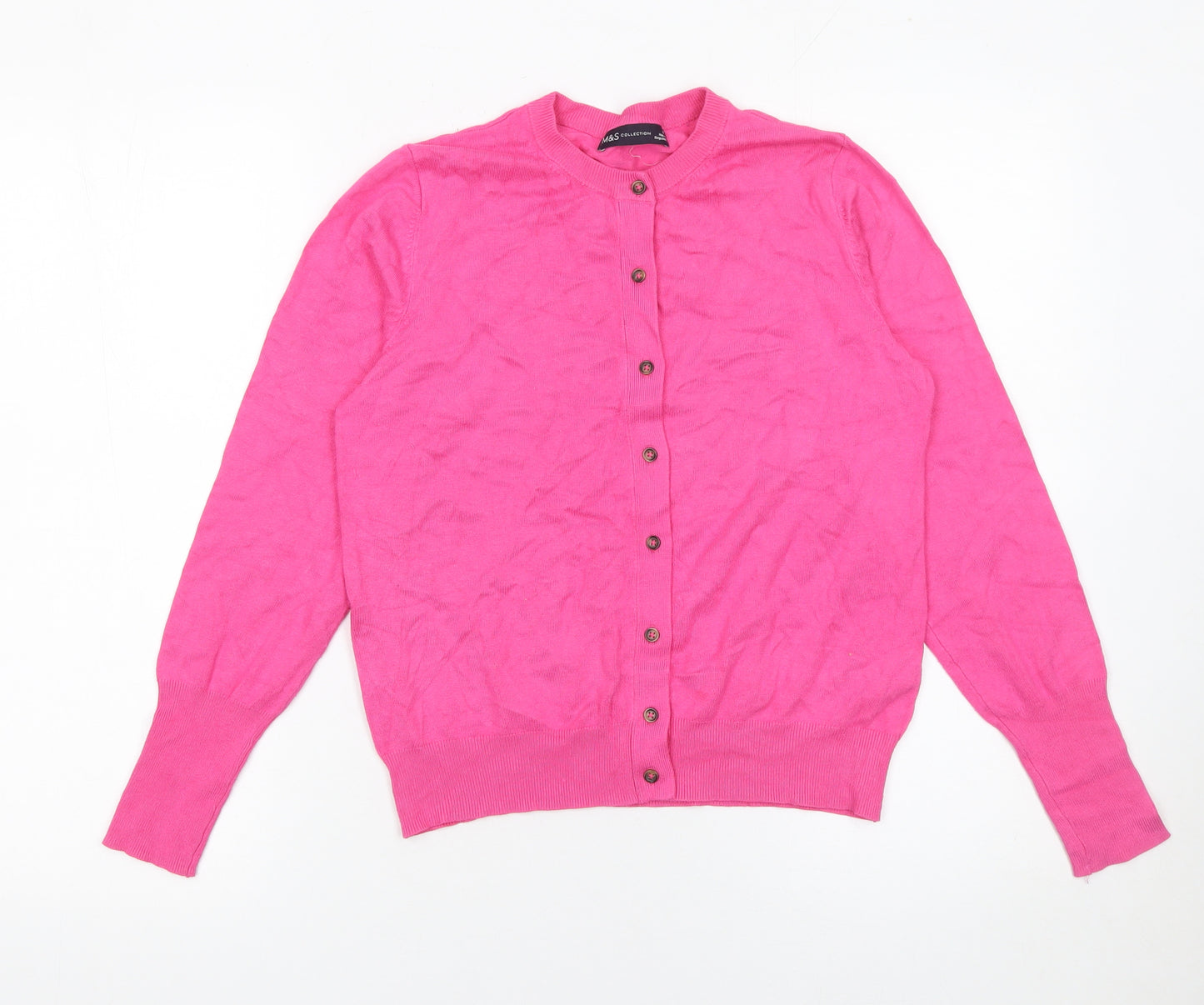 Marks and Spencer Women Bright Pink Cardigan UK 10 Viscose Blend