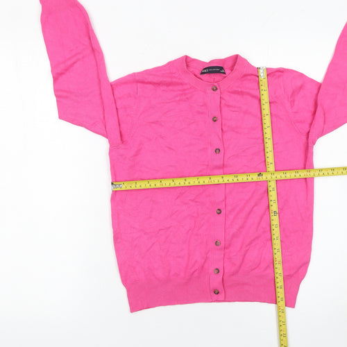 Marks and Spencer Women Bright Pink Cardigan UK 10 Viscose Blend