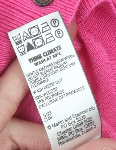 Marks and Spencer Women Bright Pink Cardigan UK 10 Viscose Blend