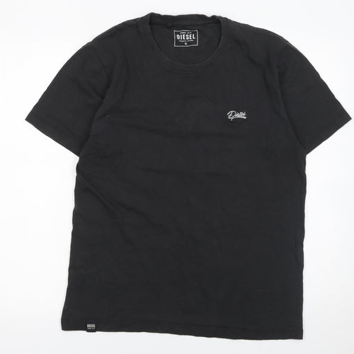 Diesel Men's Black Cotton Crew Neck Short Sleeve T-Shirt XL