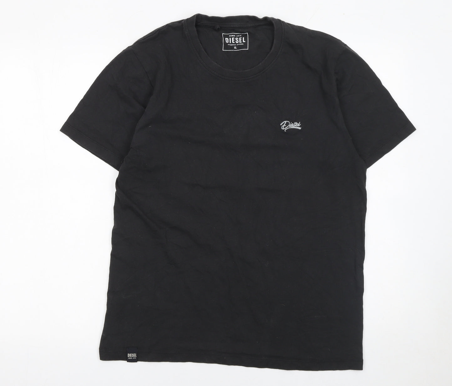 Diesel Men's Black Cotton Crew Neck Short Sleeve T-Shirt XL