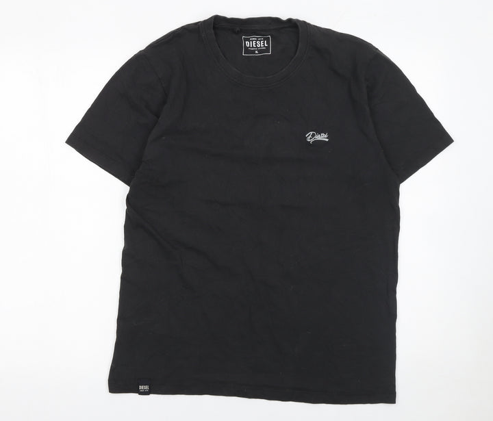 Diesel Men's Black Cotton Crew Neck Short Sleeve T-Shirt XL