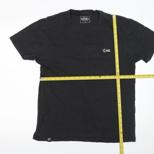 Diesel Men's Black Cotton Crew Neck Short Sleeve T-Shirt XL