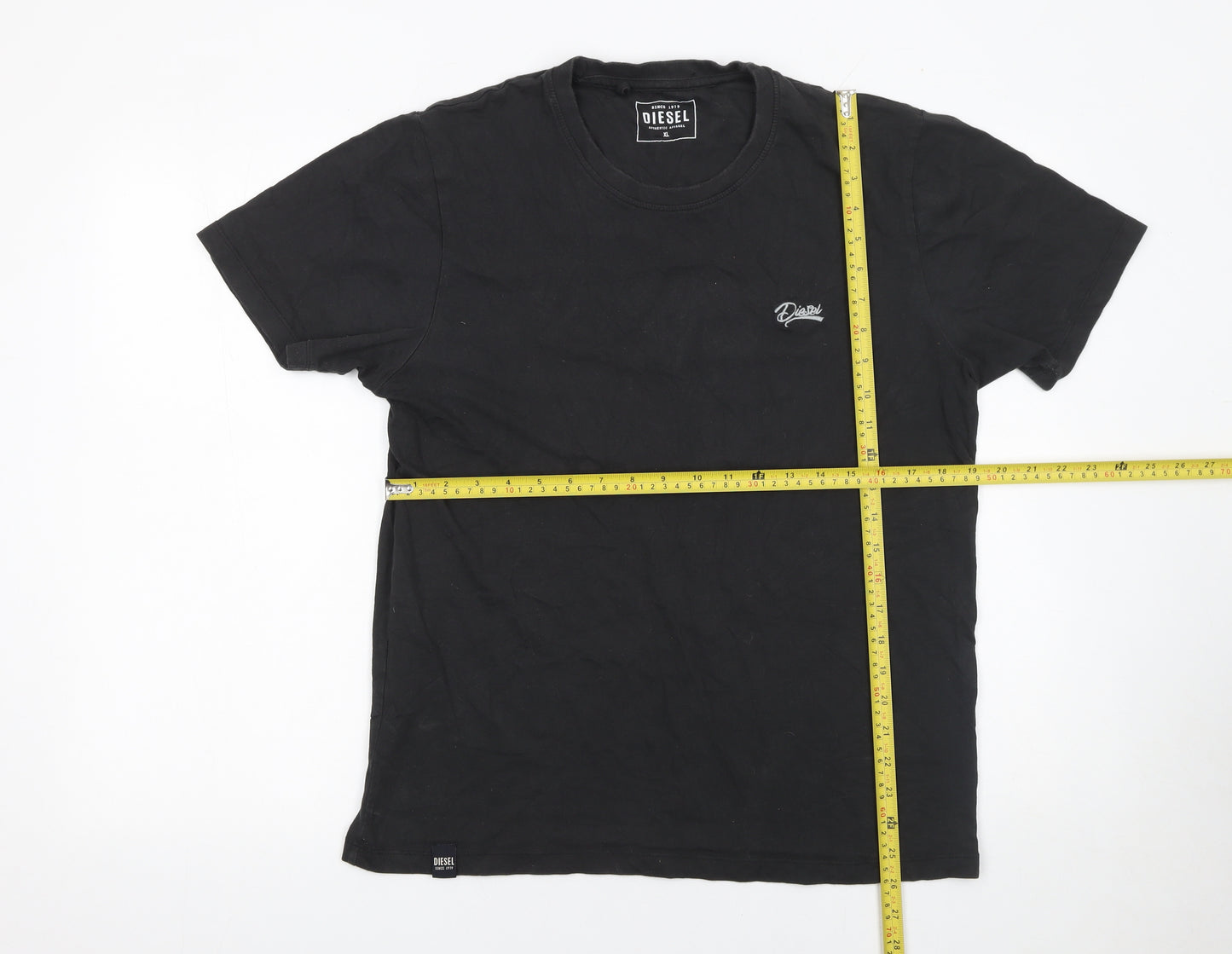 Diesel Men's Black Cotton Crew Neck Short Sleeve T-Shirt XL