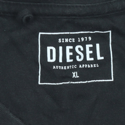 Diesel Men's Black Cotton Crew Neck Short Sleeve T-Shirt XL
