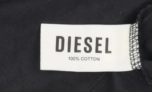 Diesel Men's Black Cotton Crew Neck Short Sleeve T-Shirt XL