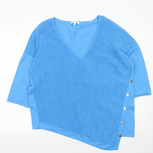 Phase Eight Women’s Blue V-Neck 3/4 Sleeve Pullover Jumper Size L