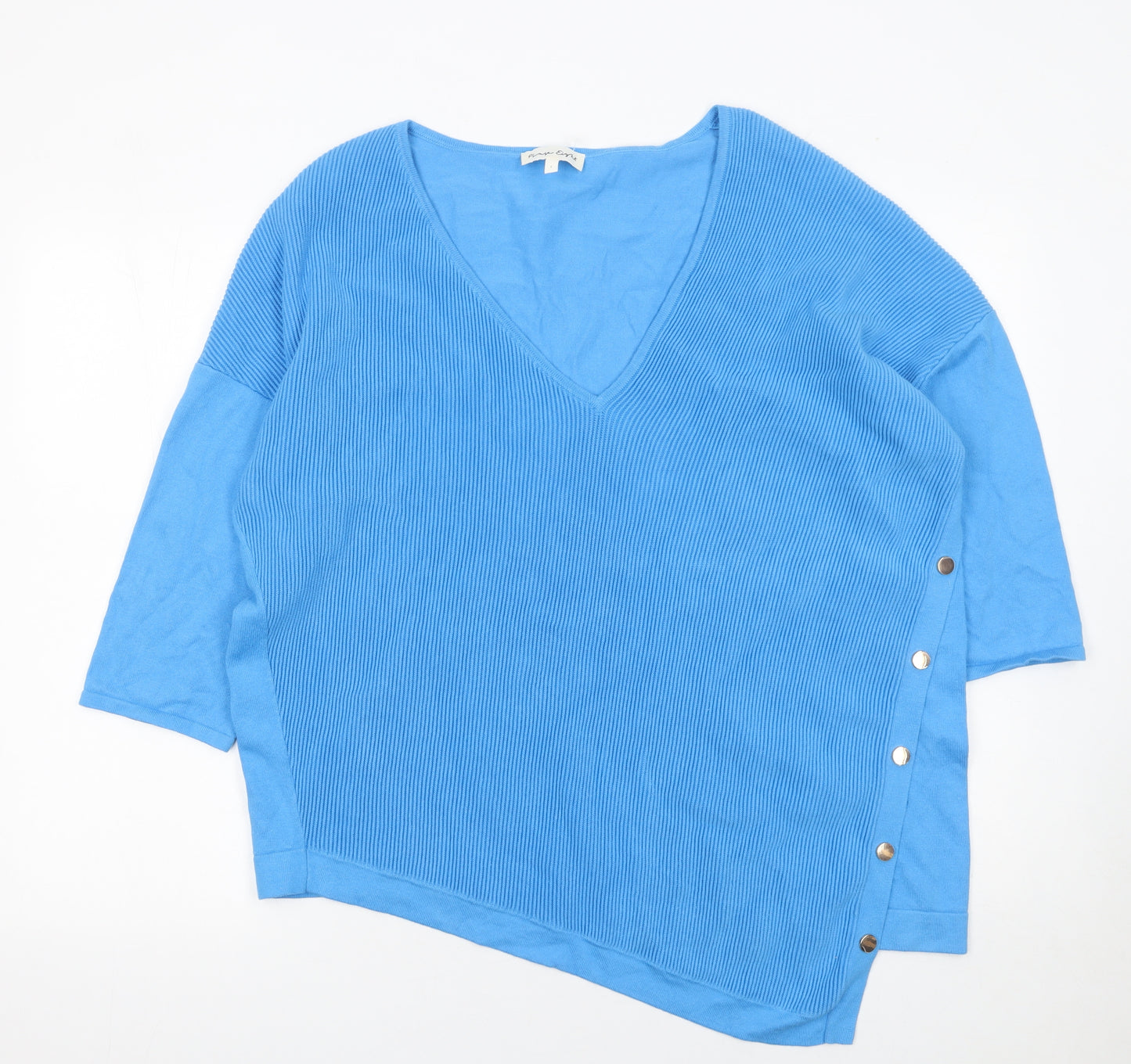 Phase Eight Women’s Blue V-Neck 3/4 Sleeve Pullover Jumper Size L