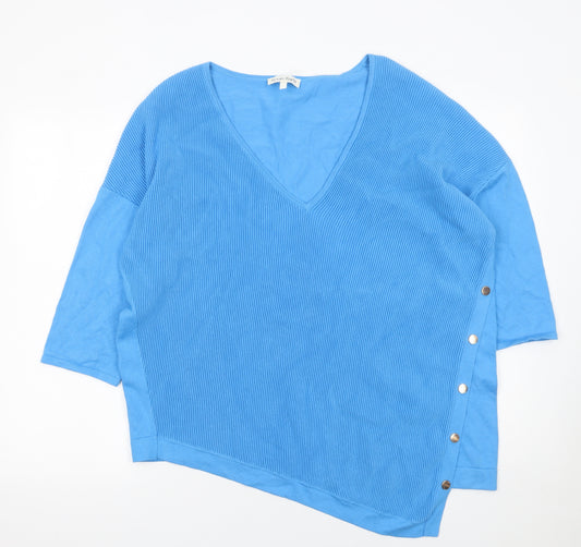 Phase Eight Women’s Blue V-Neck 3/4 Sleeve Pullover Jumper Size L