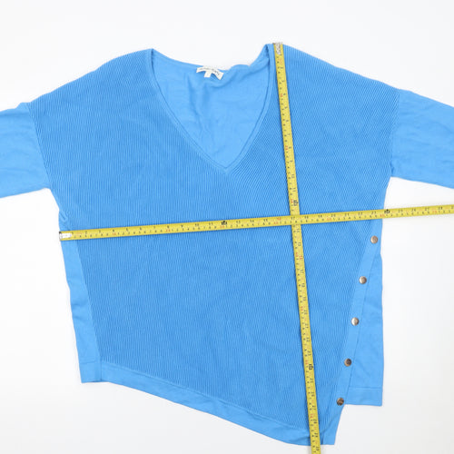 Phase Eight Women’s Blue V-Neck 3/4 Sleeve Pullover Jumper Size L