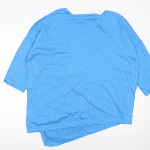 Phase Eight Women’s Blue V-Neck 3/4 Sleeve Pullover Jumper Size L