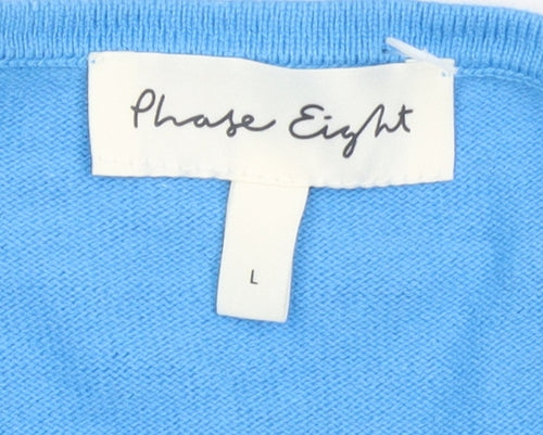 Phase Eight Women’s Blue V-Neck 3/4 Sleeve Pullover Jumper Size L