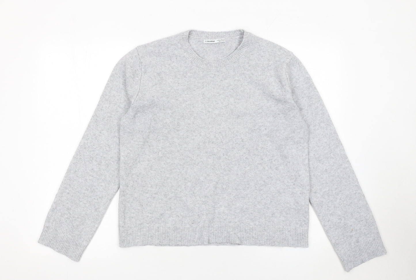 Pull & Bear Women Grey Crew Neck Knit Jumper Size 12