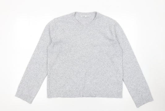 Pull & Bear Women Grey Crew Neck Knit Jumper Size 12