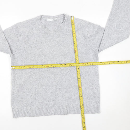Pull & Bear Women Grey Crew Neck Knit Jumper Size 12