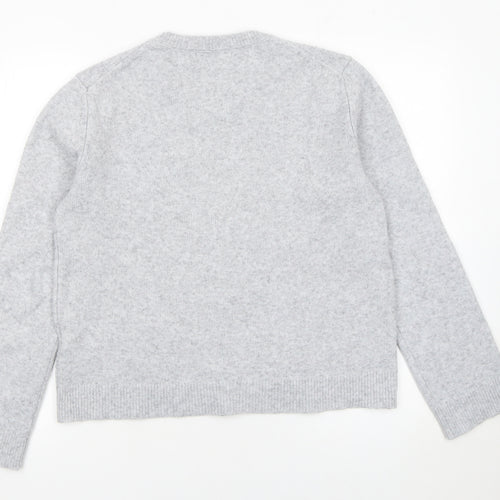 Pull & Bear Women Grey Crew Neck Knit Jumper Size 12