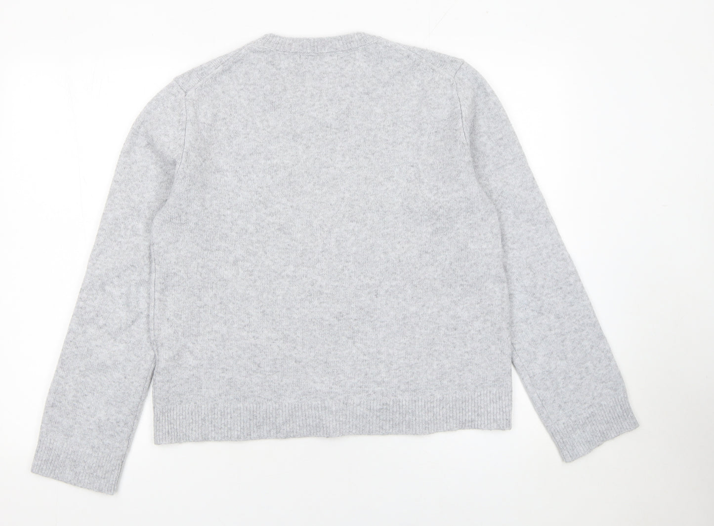 Pull & Bear Women Grey Crew Neck Knit Jumper Size 12