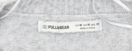 Pull & Bear Women Grey Crew Neck Knit Jumper Size 12