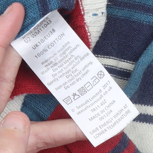 Seasalt Cornwall Women’s Multicoloured Stripe Cotton Jumper Size 10