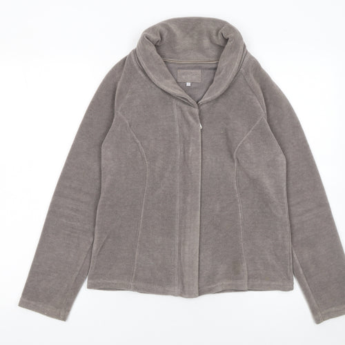 Marks and Spencer Women Grey Fleece Zip Jacket Small Regular Fit