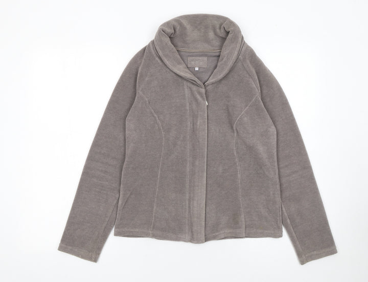 Marks and Spencer Women Grey Fleece Zip Jacket Small Regular Fit
