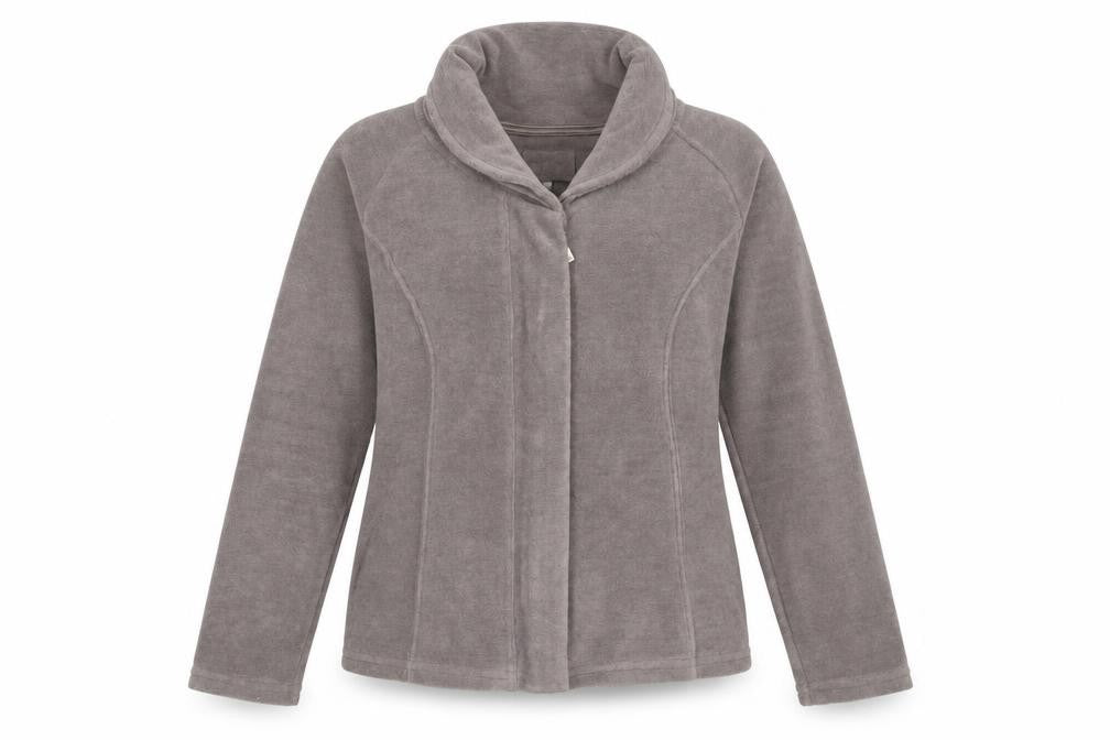 Front view of Marks & Spencer Women Grey Fleece Zip Jacket Small Regular Fit