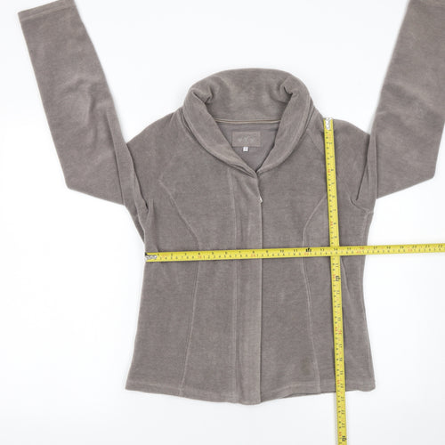 Marks and Spencer Women Grey Fleece Zip Jacket Small Regular Fit