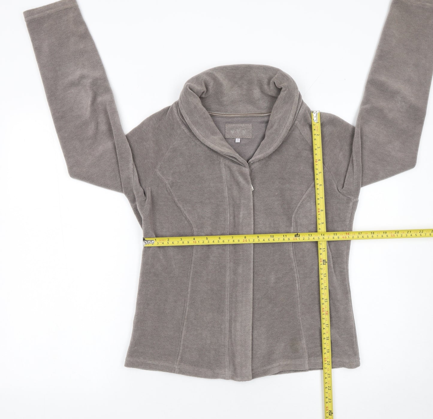 Marks and Spencer Women Grey Fleece Zip Jacket Small Regular Fit