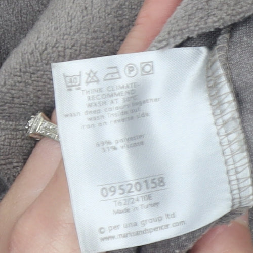 Marks and Spencer Women Grey Fleece Zip Jacket Small Regular Fit