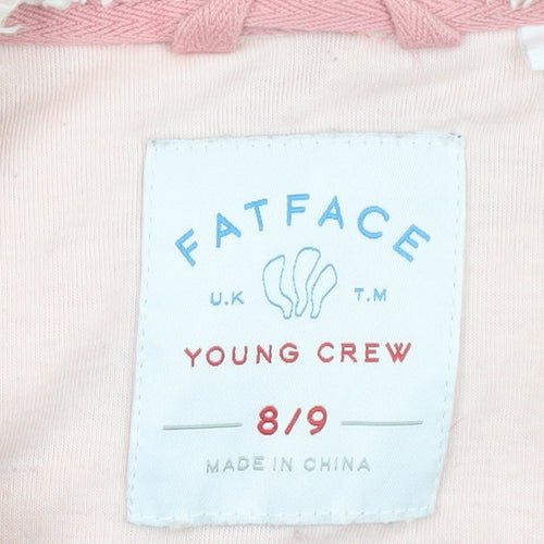Fat Face Girls Pink Hooded Fleece One Piece 8-9 Years Winter Zip Nightwear