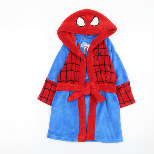 Marvel Boys Blue Red Spider-Man Fleece Hooded Robe 2-3 Years